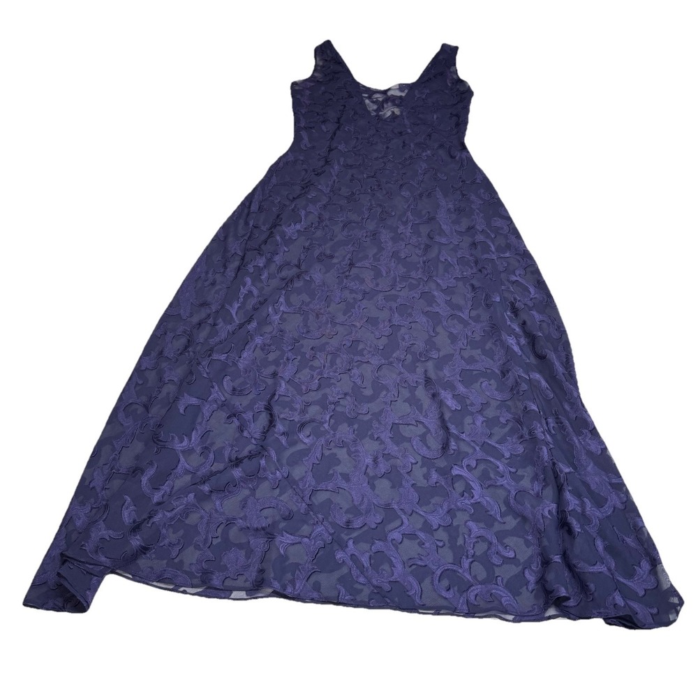 VTG Victoria's Secret Gold Crown Label Slip Dress Deep Purple Burnout Maxi S